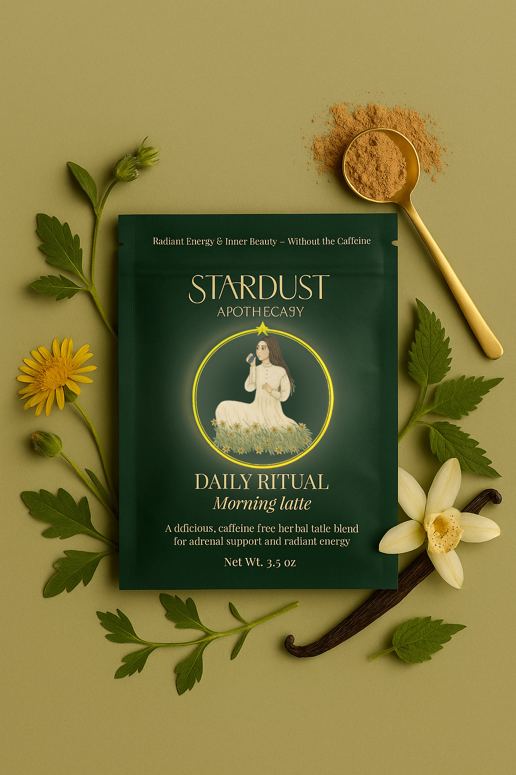 Daily Ritual latte powder- 3.5 oz Caffeine-Free | Adaptogenic | Rich in Plant-Based Minerals & Antioxidants