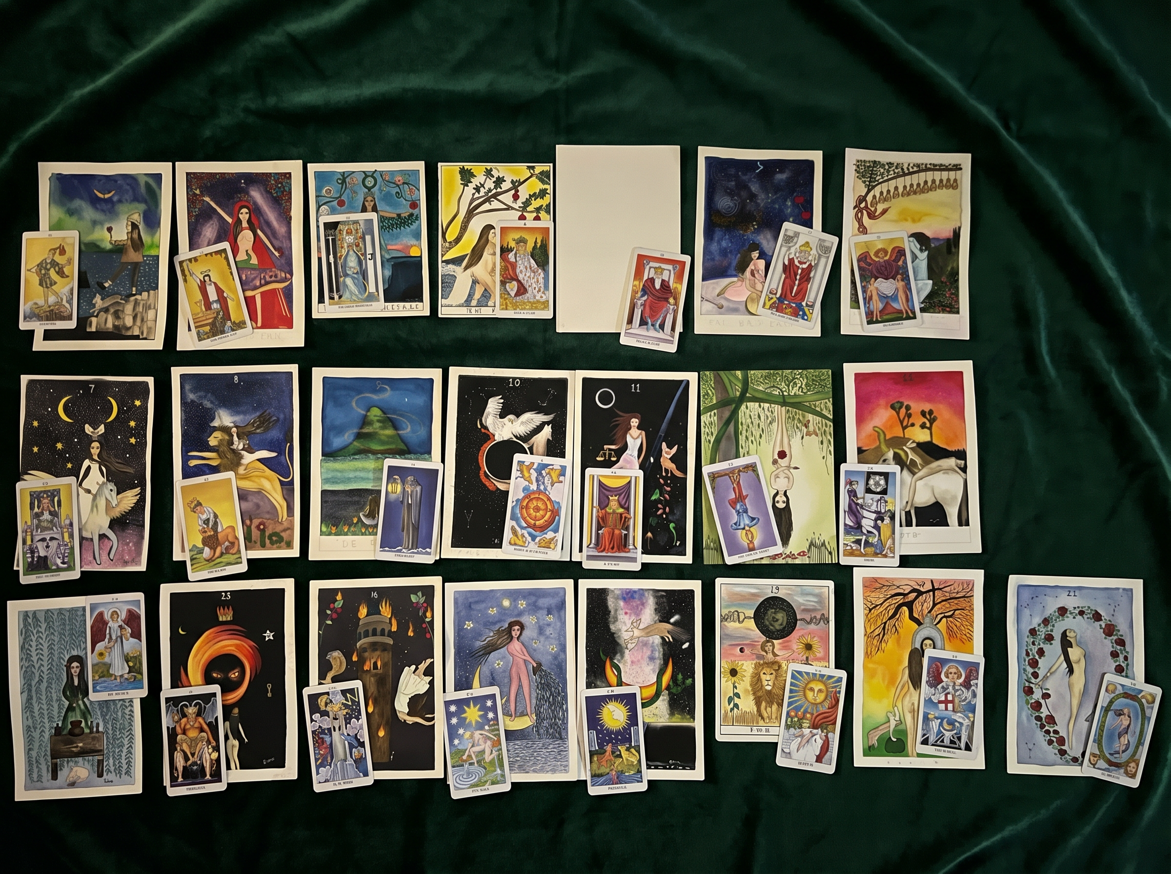 Tiana Griego's hand-painted tarot deck — all 78 cards painted by hand